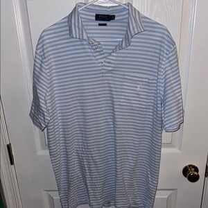 Men’s Sz Large Polo by Ralph Lauren Blue Striped Classic Fit shirt